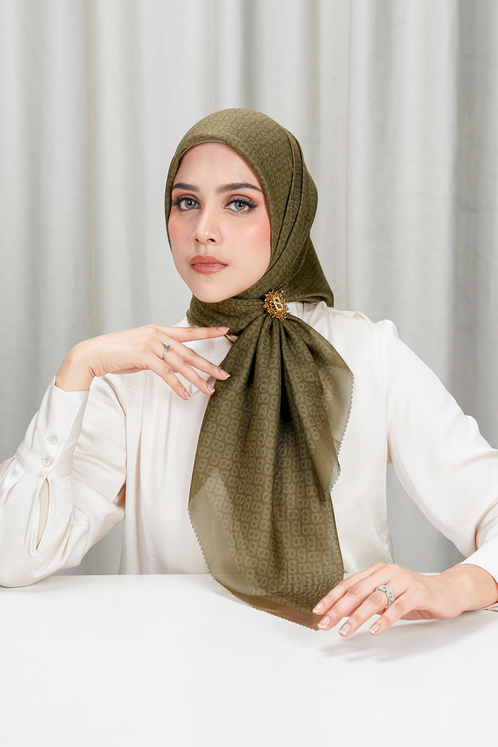 tapis square scarf in cumin by buttonscarves front view