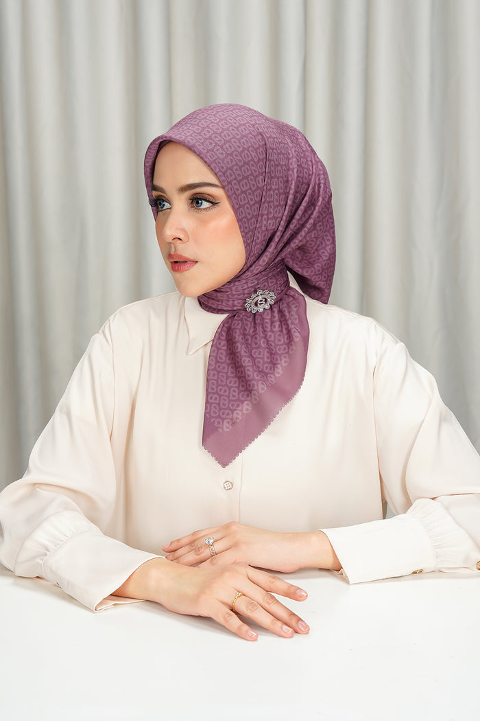 tapis square scarf in deco rose by buttonscarves side view