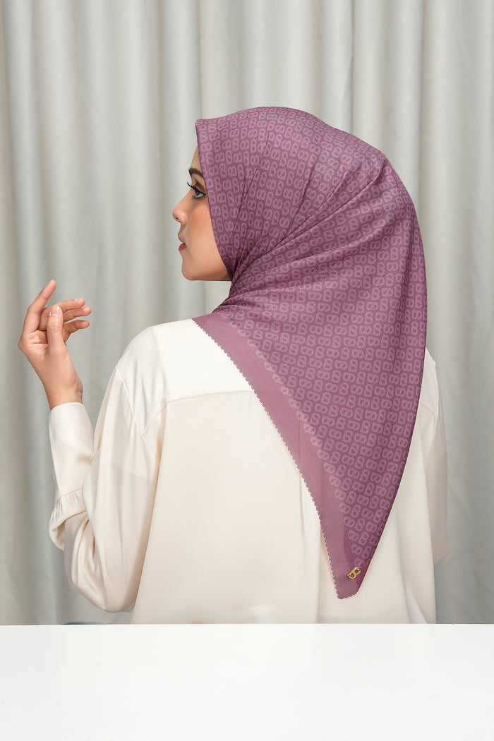 tapis square scarf in deco rose by buttonscarves back view
