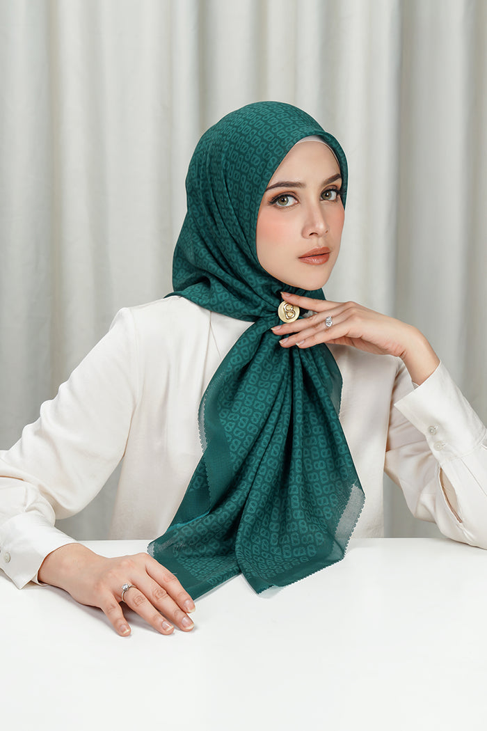 tapis square scarf in evergreen by buttonscarves
