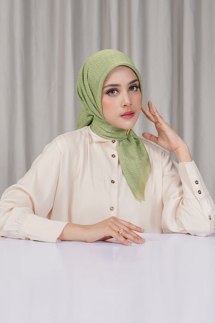 tapis square scarf in fern by buttonscarves front view