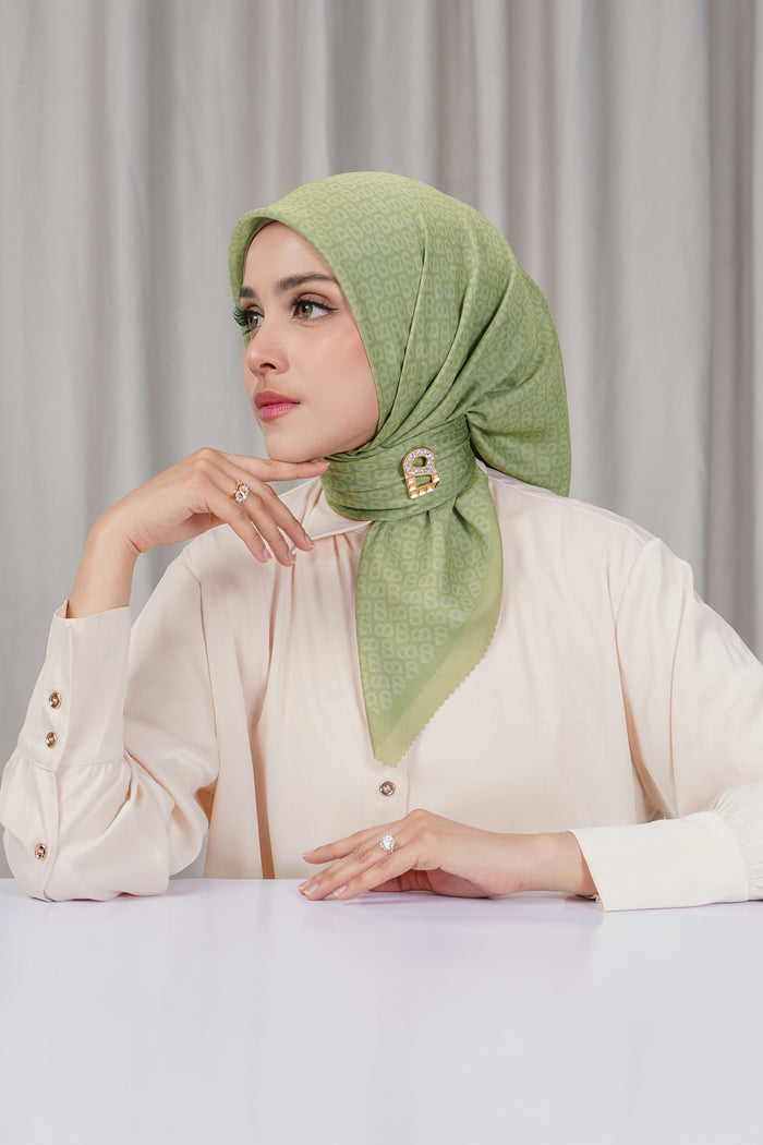 tapis square scarf in fern by buttonscarves side view