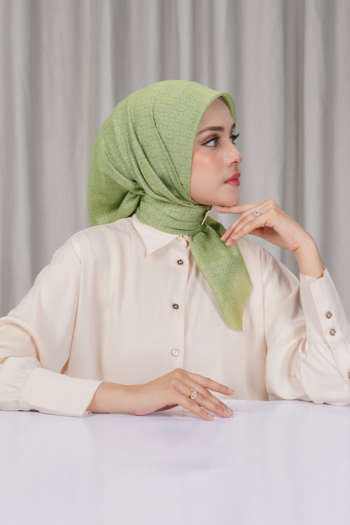 tapis square scarf in fern by buttonscarves side view