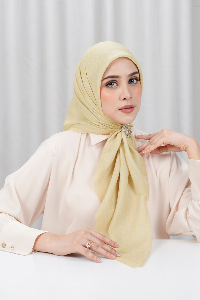 tapis square scarf in flan by buttonscarves front view