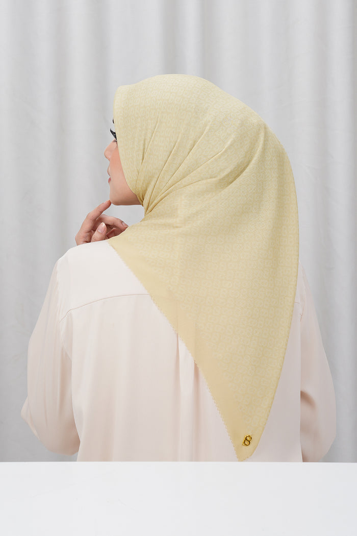 tapis square scarf in flan by buttonscarves back view