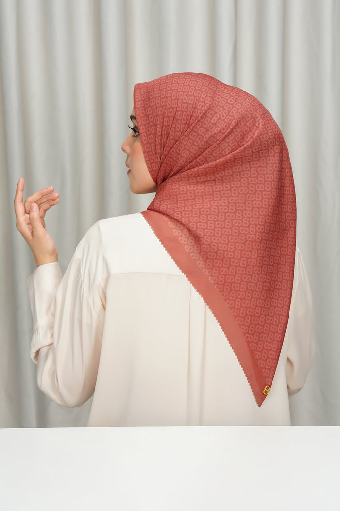 tapis square scarf in ginger by buttonscarves back view