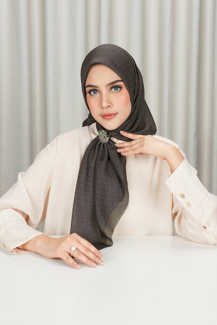 tapis square scarf in iron by buttonscarves front view