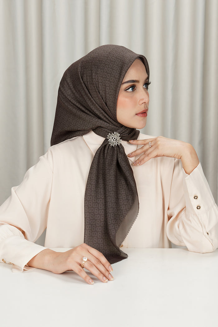 tapis square scarf in iron by buttonscarves side view