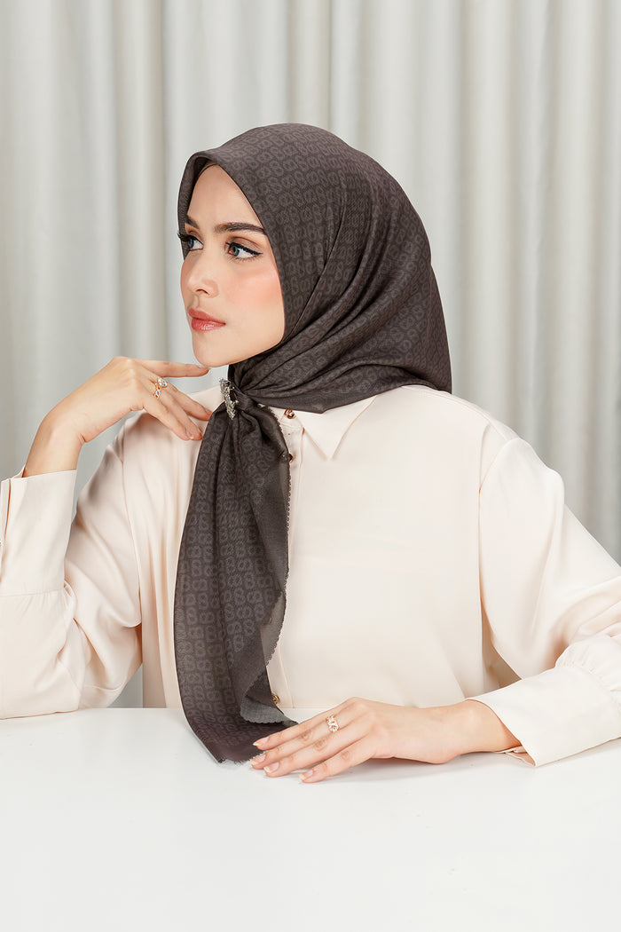tapis square scarf in iron by buttonscarves side view