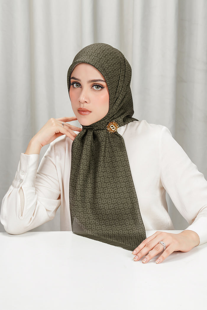 tapis square scarf in kangaroo by buttonscarves front view