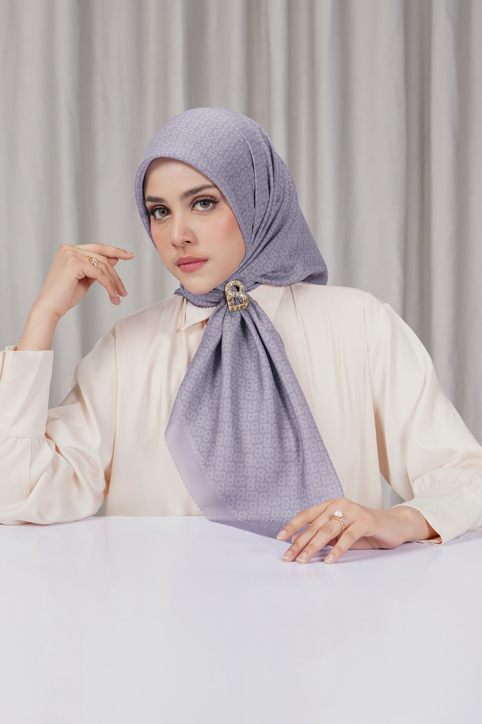 tapis square scarf in lavender aura by buttonscarves side view