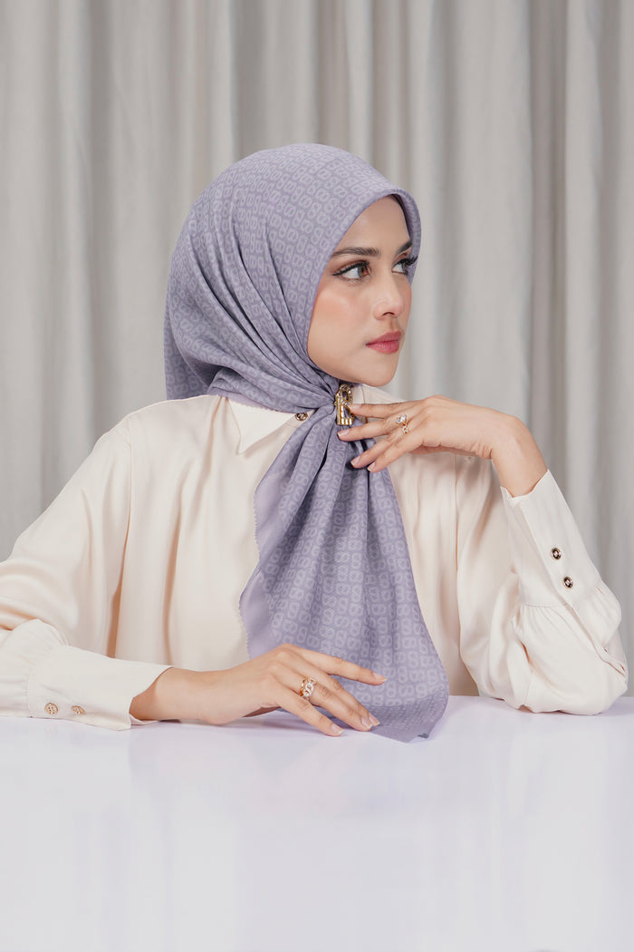 tapis square scarf in lavender aura by buttonscarves side view