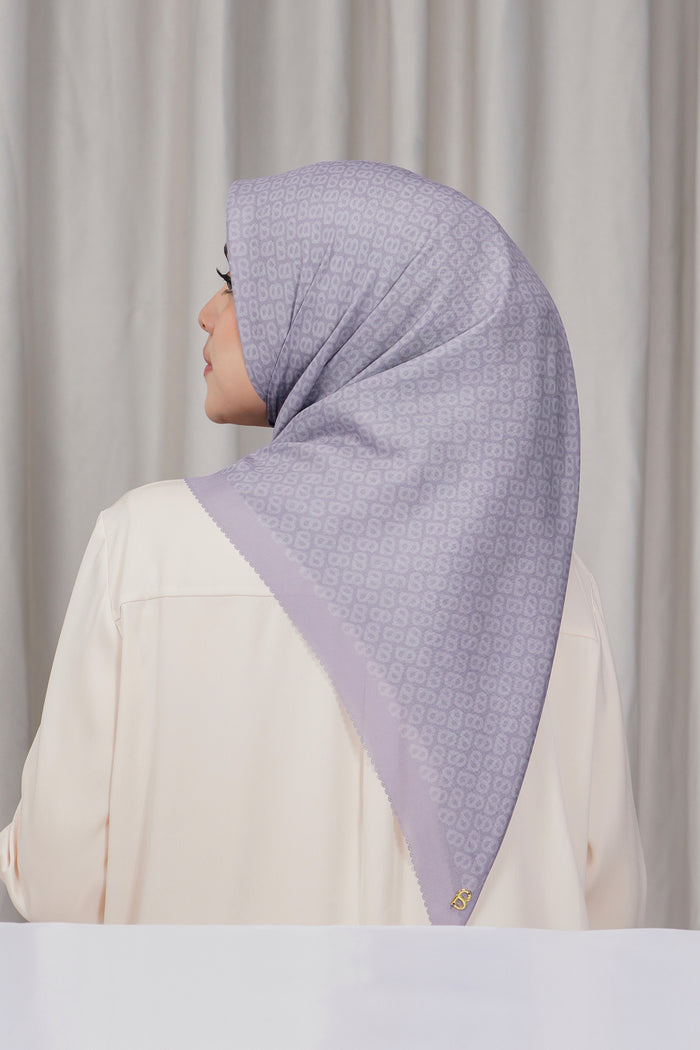 tapis square scarf in lavender aura by buttonscarves back view