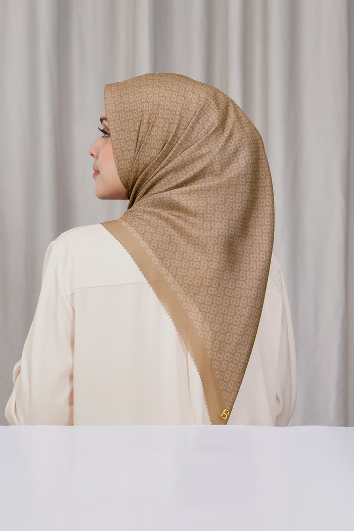 tapis square scarf in macchiato by buttonscarves back view