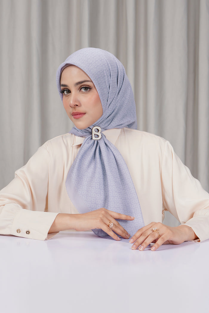 tapis square scarf in misty lilac by buttonscarves side view