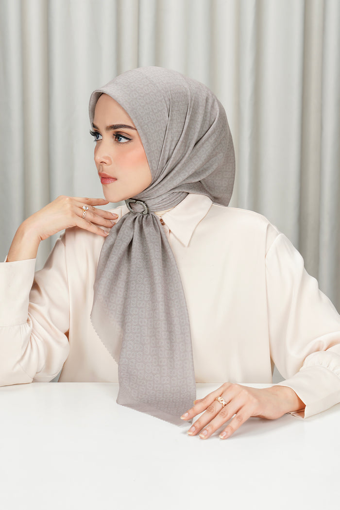 tapis square scarf in mushroom by buttonscarves side view