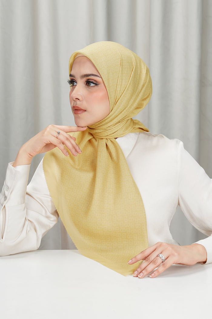 tapis square scarf in popcorn by buttonscarves side view