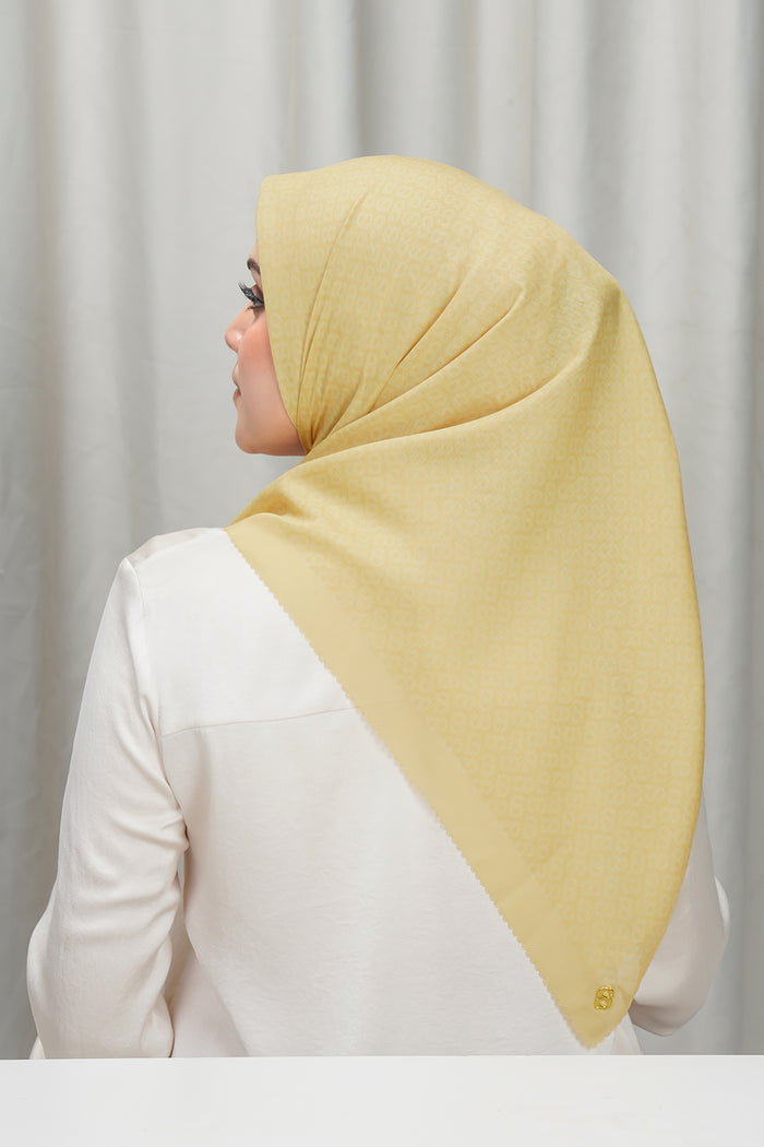 tapis square scarf in popcorn by buttonscarves back view