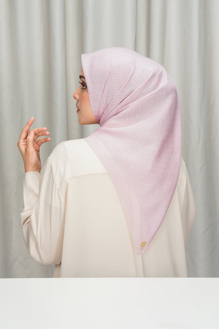 tapis square scarf in rose quartz by buttonscarves back view