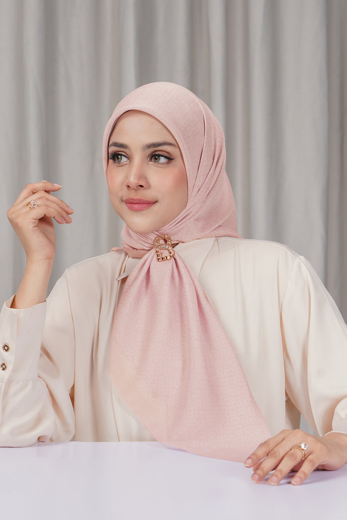 tapis square scarf in rose water by buttonscarves front view