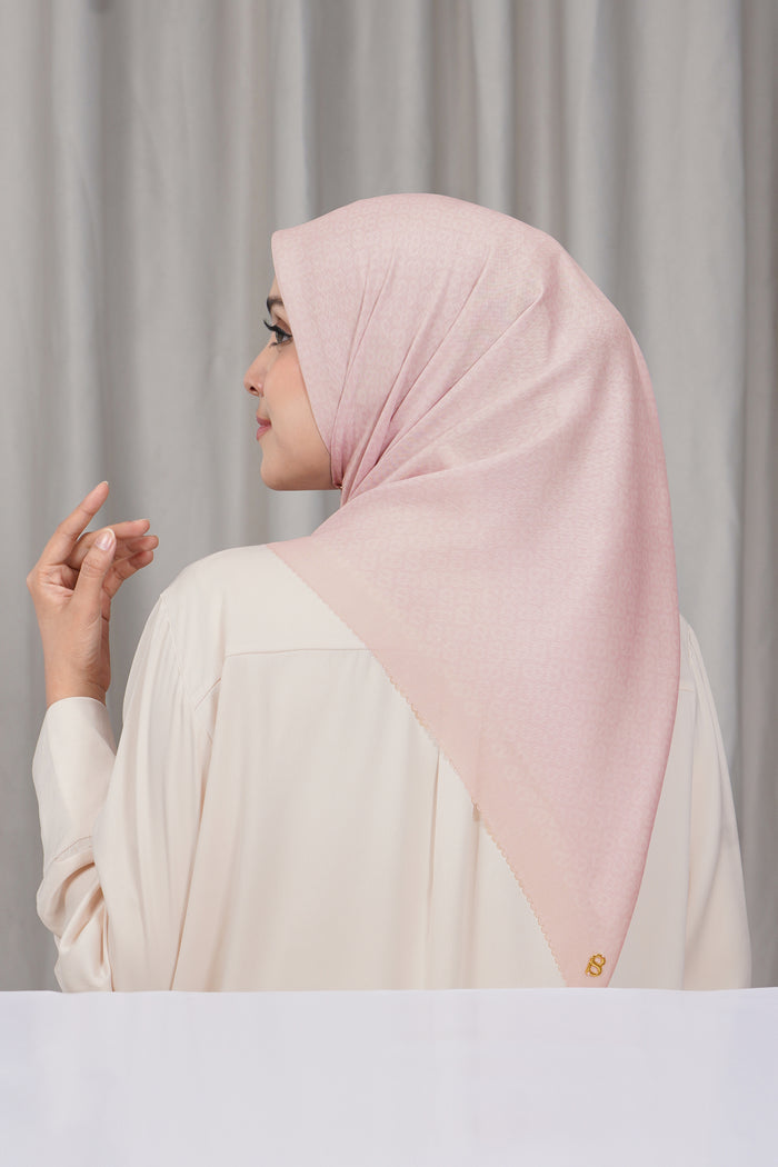 tapis square scarf in rose water by buttonscarves back view
