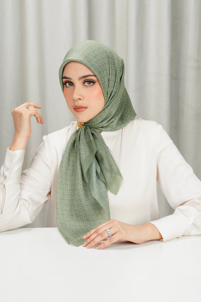 tapis square scarf in sage by buttonscarves