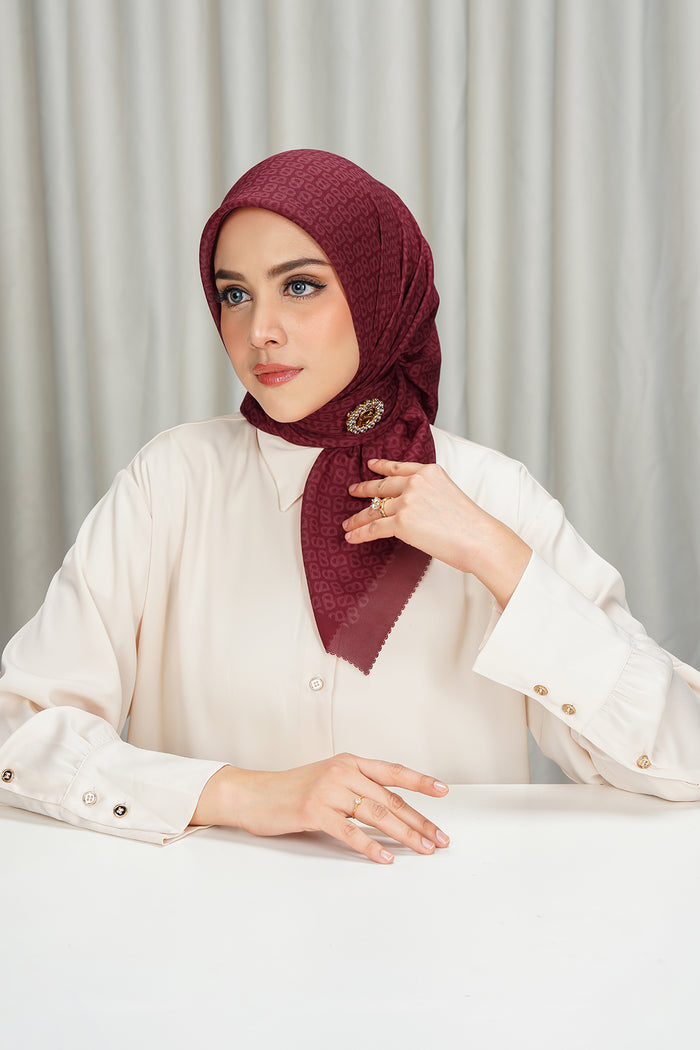 tapis square scarf in scarlet sage by buttonscarves front view