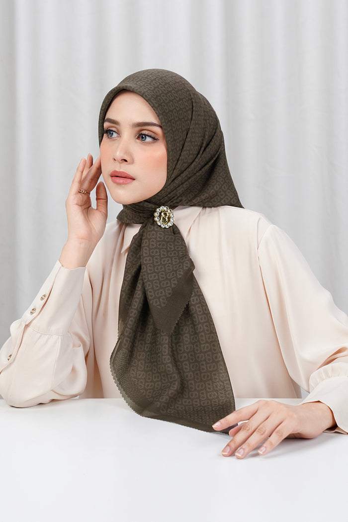 tapis square scarf in tiramisu by buttonscarves side view
