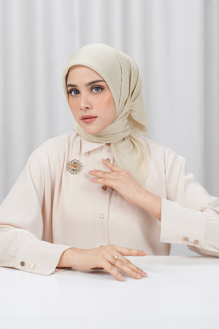 tapis square scarf in vanilla by buttonscarves front view