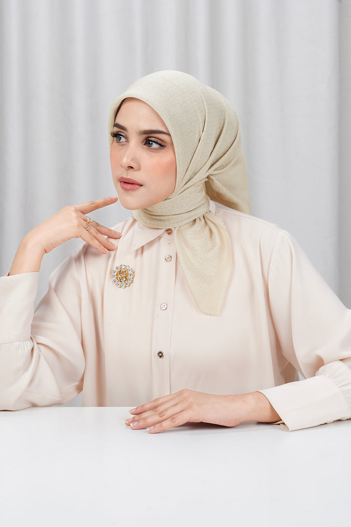 tapis square scarf in vanilla by buttonscarves side view