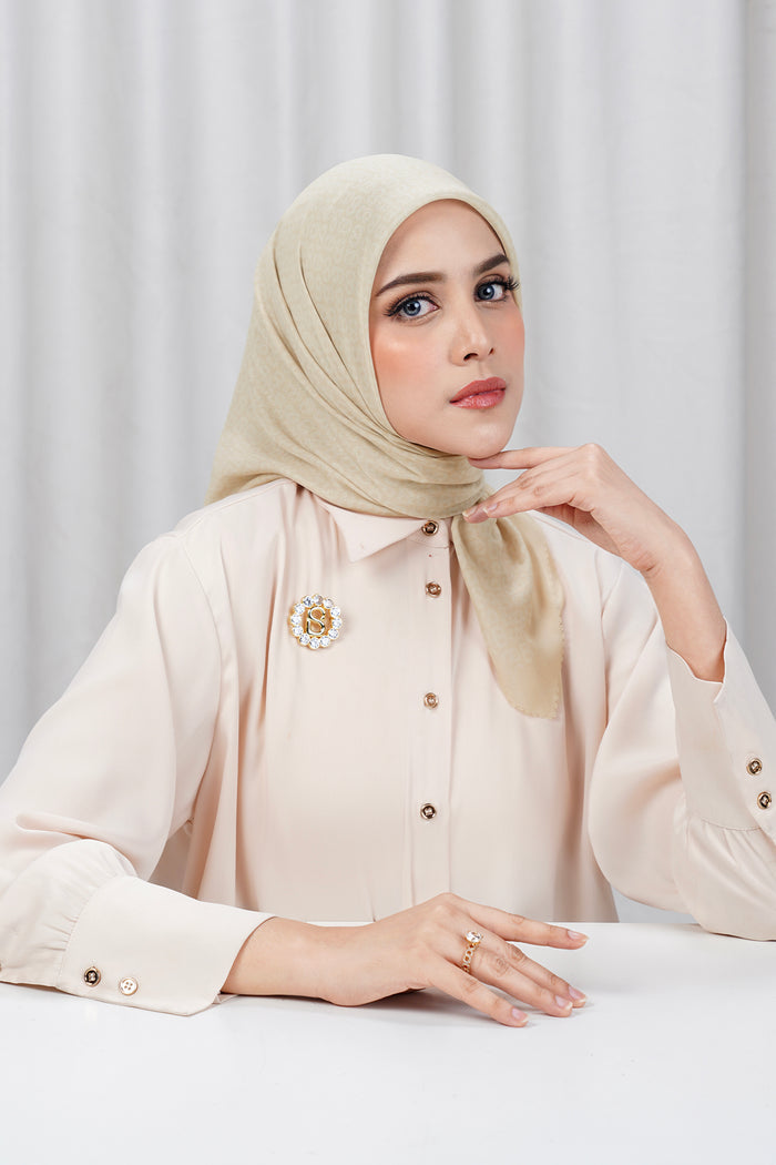 tapis square scarf in vanilla by buttonscarves side view