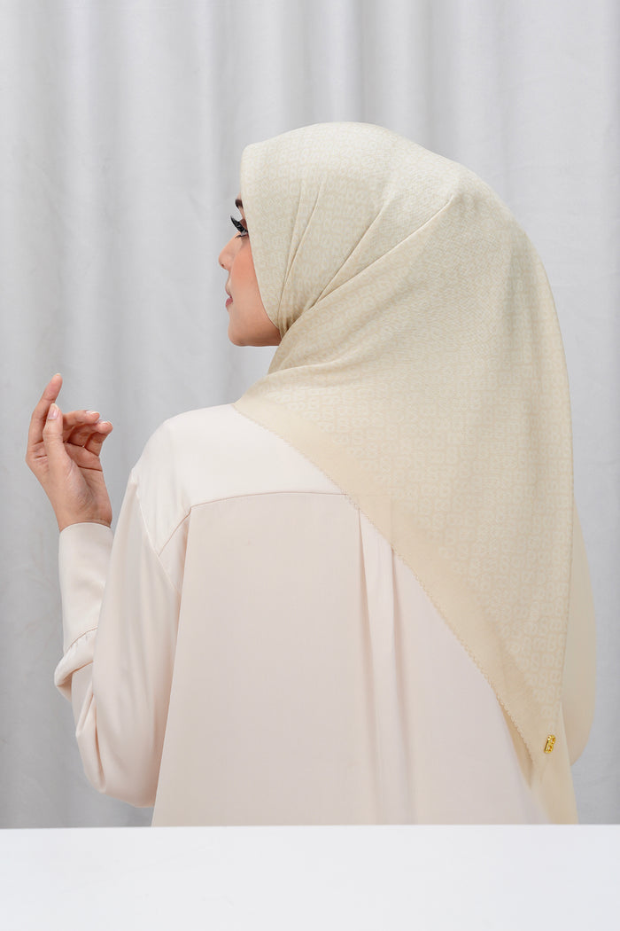 tapis square scarf in vanilla by buttonscarves back view