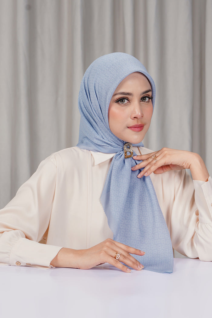 tapis square scarf in xenon blue by buttonscarves front view