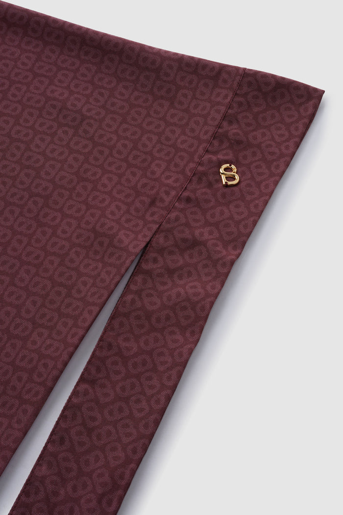 tapis tie back square scarf in red dahlia by buttonscarves detail view