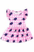 TCU Pink Gingham Frog S/S Flutter Twirl Bodysuit-Mila & Rose ®