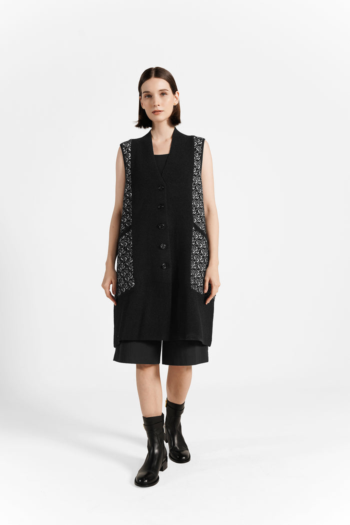 Tessa Sleeveless Coat - Black