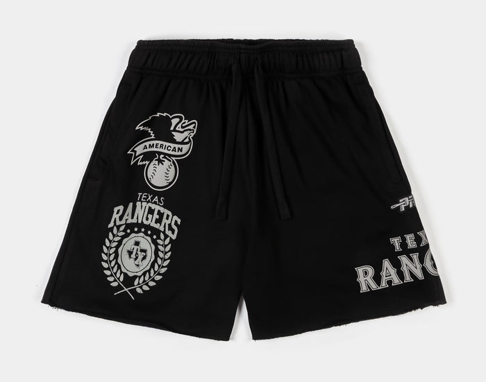 Texas Rangers Street Team Fleece Mens Shorts (Black/Gray)