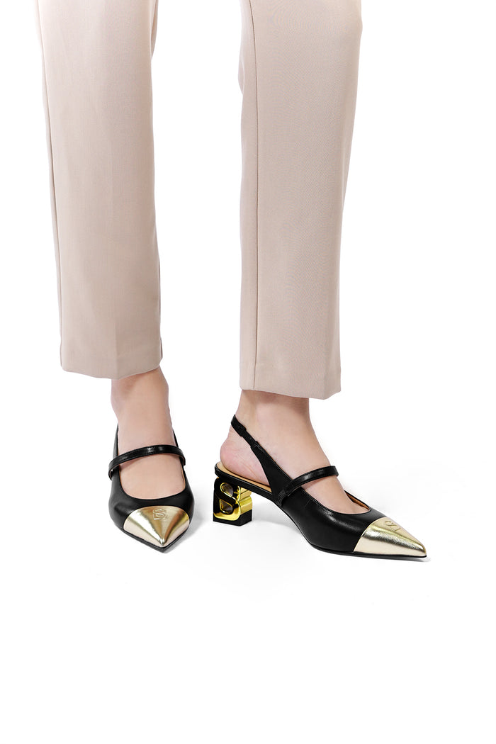 The Be Two-Tone Heels - Black/Gold
