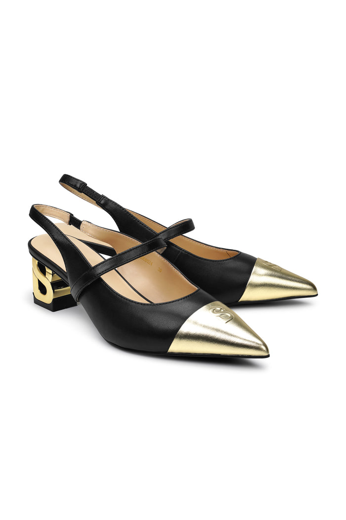 The Be Two-Tone Heels - Black/Gold