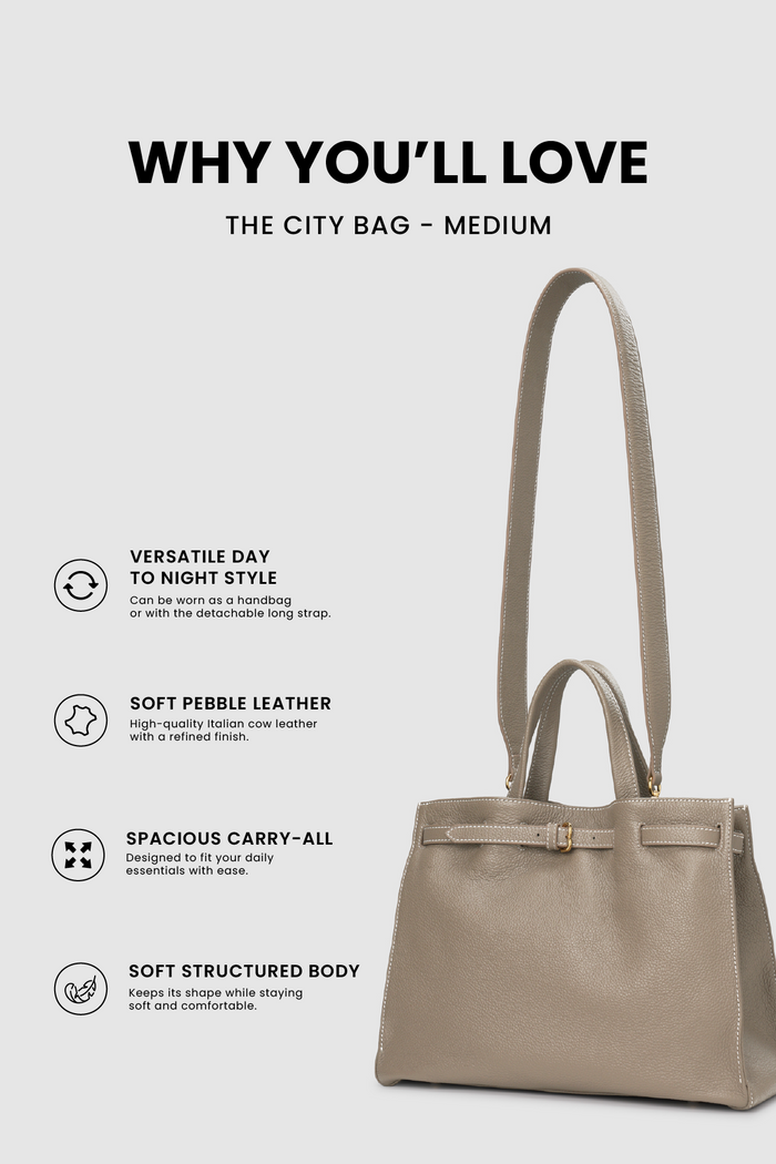 the city bag medium in clunch by buttonscarves feature overview