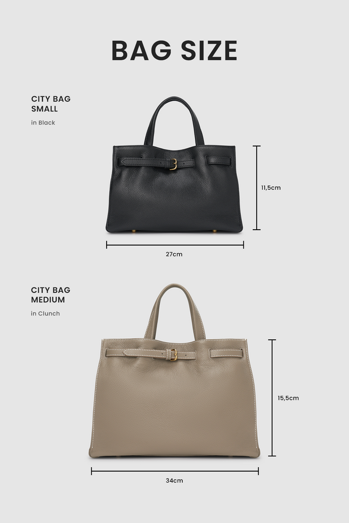 the city bag medium in clunch by buttonscarves size comparasion