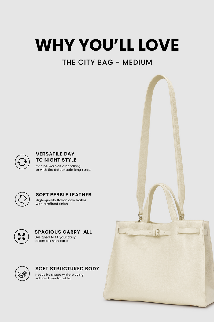 the city bag medium in gardenia by buttonscarves feature overview