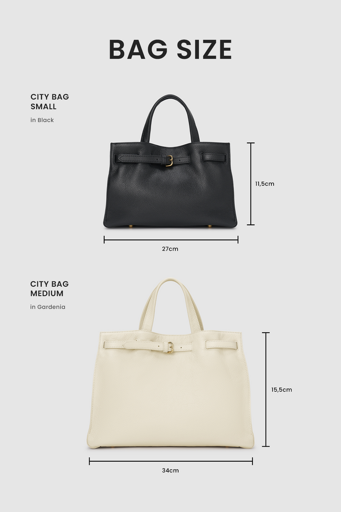 the city bag medium in gardenia by buttonscarves size comparasion
