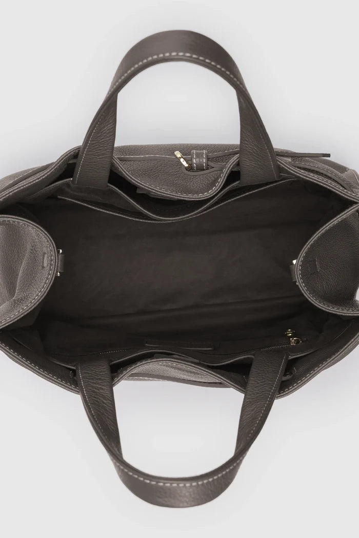 the city bag medium in testa di moro by buttonscarves interior compartment