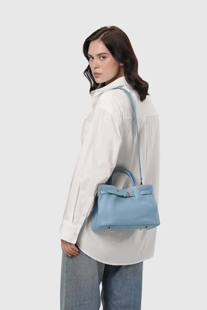 the city bag small in calm by buttonscarves carried on shoulder