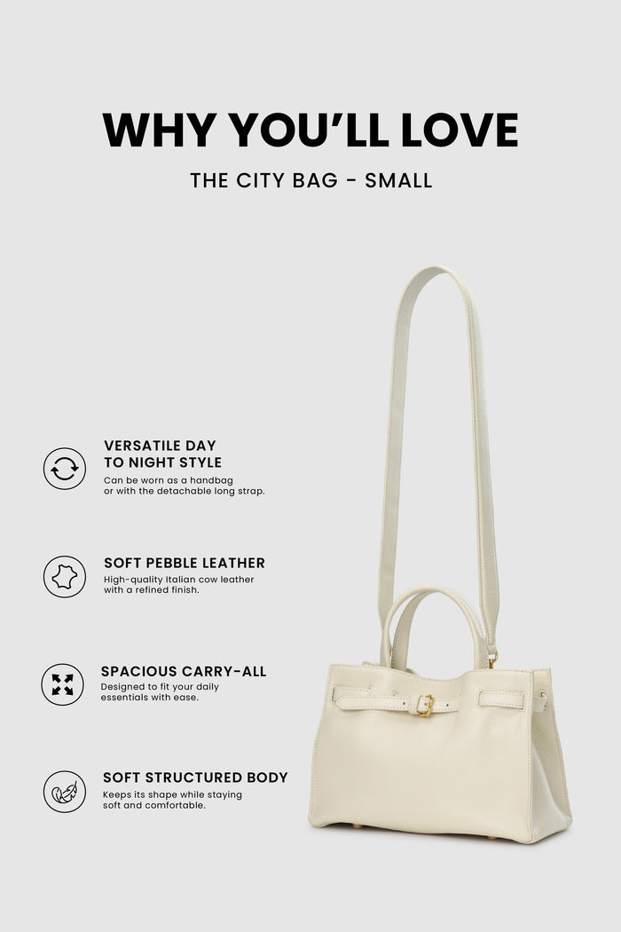 the city bag small in gardenia by buttonscarves feature overview