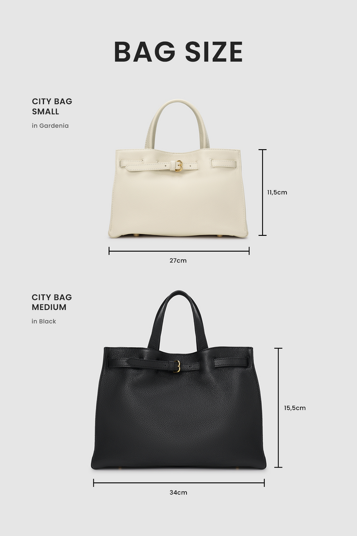 the city bag small in gardenia by buttonscarves size comparasion