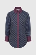 the editor oversized shirt in navy by buttonscarves x the devil wears prada 2