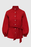 the editor puff shirt in red by buttonscarves x the devil wears prada 2