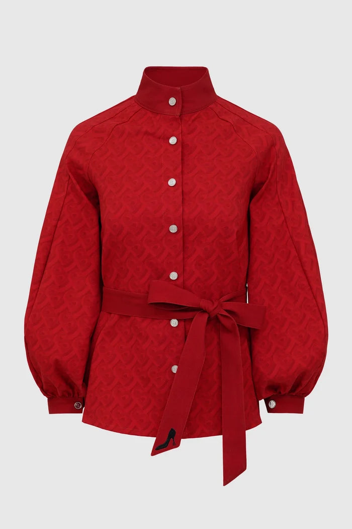 the editor puff shirt in red by buttonscarves x the devil wears prada 2